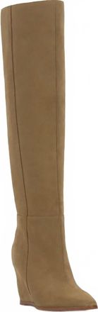 Vince Camuto Womens Suede Leather Wedge Tall Boots In Tan