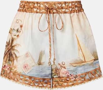 Zimmermann Mahon printed linen shorts