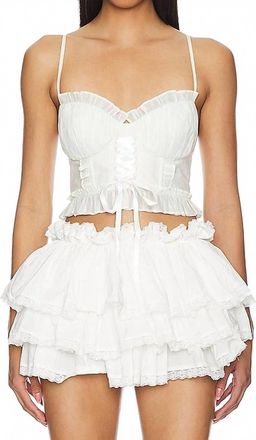 Selkie Shakespeare Ruffle Details Top In Ivory White