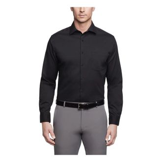 Van Heusen Everyday Defense Dress Shirt Mens Black Stain Shield FTS1665