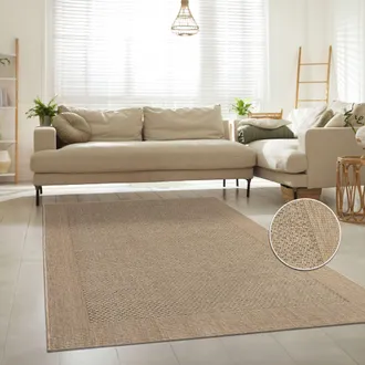 Paco Home Paco Home - Alfombra Interior Y Exterior Balcon Alfombra Cocina Con Ribete &Oacute;ptica Sisal Lisa Beige 160x230 Cm