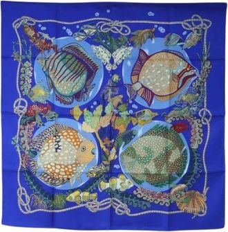 Herm&egrave;s Pre-owned Silk Scarf - Dames - Vintage Accessoires - Blauw - ONE Size - Vintage