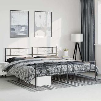 vidaXL Estructura Cama Sin Colch&oacute;n Con Estribo Metal Negro 183x213 Cm Vidaxl