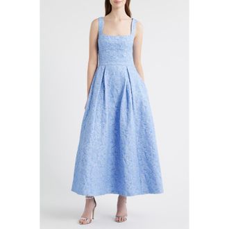 Chelsea28 Floral Jacquard Gown in Blue Escape at Nordstrom, Size Large