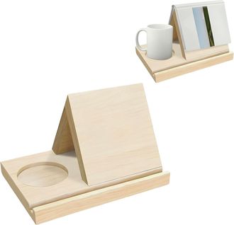 OEM Estanter&iacute;a De Lectura Con Portavasos, Soporte Triangular De Madera Para Libros, Estanter&iacute;a De Lectura Triangular Peque&ntilde;a Y Corta De Madera