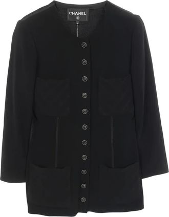 Chanel 1986-1988 cocomark button jacket - Black
