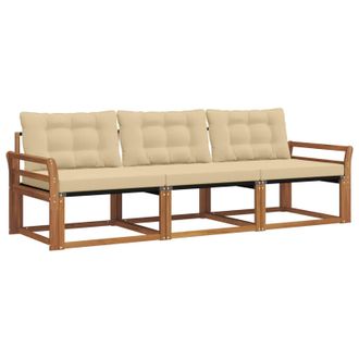 vidaXL Conjunto De Sof&aacute;s De Exterior Con Coj&iacute;n 3 Pcs Natural Y Beige Vidaxl