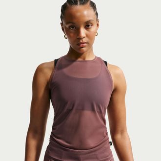 Nike Womens Nike Sportswear Tight Sheer Tank Top in Purple | IR1675-502