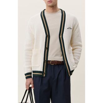 Les Deux Lace Stitch Cotton Cardigan in Eggnog White at Nordstrom, Size Xx-Large