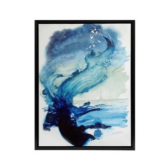 Artery8 Eduard Tomek Sea Abstract Painting Framed Canvas Wall Art Print in Blue | Size: W24 x H32