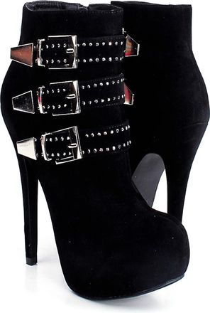 Generic Classic Round Toe Stiletto Heel Ankle Boots for Womens, Comfort Platform Buckles Evening Short Booties, Sexy Fashion Party Prom Suede Heeled Boots,Bla