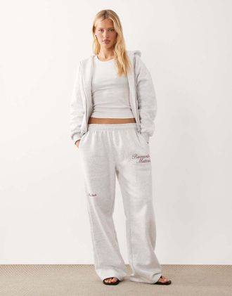Six Stories Romantic Material - Joggers dritti grigi in jersey in coordinato-Grigio