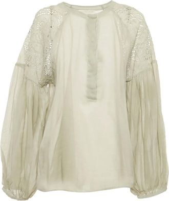 Stella McCartney Broderie anglaise blouse met lange mouwen - Grijs