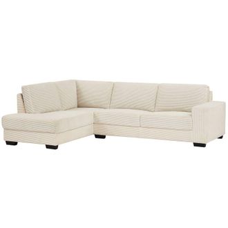 Vente-Unique Divano angolare sinistro in velluto a coste beige MESETA