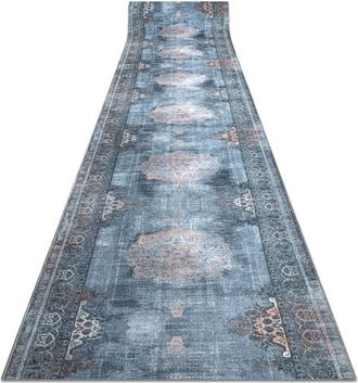 RugsX Rugsx - Alfombra De Pasillo Con Refuerzo De Goma Lotus Rosette 47050 Gris Lavable 80cm Grey 80x300 Cm