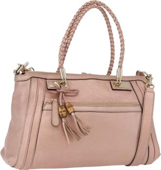 Gucci Bella Convertible Top Handle Leather Pink Leather Handbag (Pre-Owned)