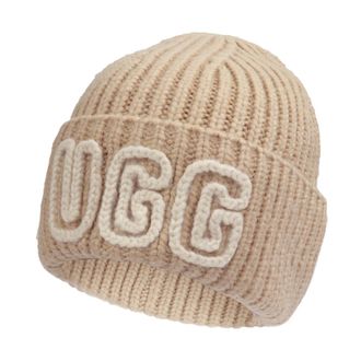 UGG Womens Chunky Crafted Rib Beanie, White Pepper, One Size