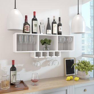 Vicco Estante Para Copas De Vino Vin, Blanco, Con Portavasos