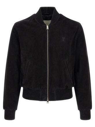 Ami Black Solid Mock Collar Jacket