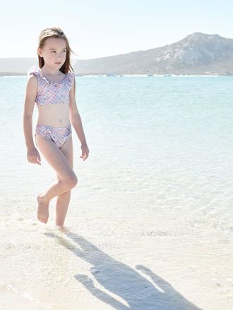 Vertbaudet M&auml;dchen Bikini, Meerjungfrau wollwei&szlig; bedruckt