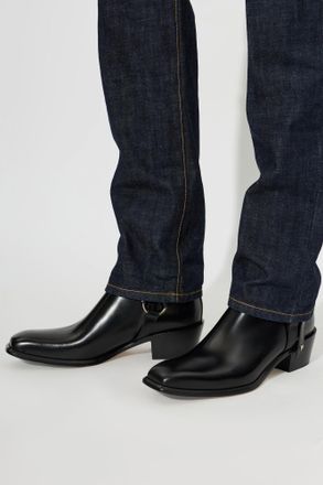 Fendi Leather Ankle Boots Double O, Mens, Black