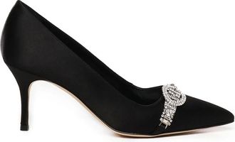 Manolo Blahnik Asapump Satijnen Pump - Dames - Pumps - Zwart - 38 EU - Satijn - Schoenen
