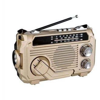 OEM Radio Fm/am/sw Con Energ&iacute;a Solar, Receptor De Emergencia Con Manivela, Bluetooth 5.2, Compatible Con Usb/tf, Color Oro-crezuo.-crezuo