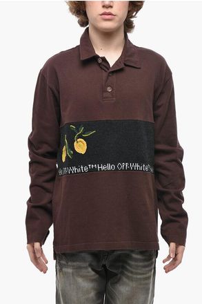 Off-white Cotton Polo LEMON with Embroidered Knit Insert size M