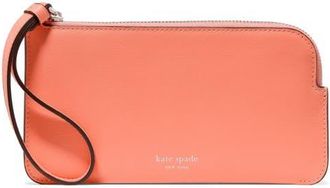 Kate Spade New York small zippy pebble leather wristlet in Melon Ball at Nordstrom