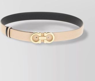 Ferragamo adjustable reversible leather belt with gold-tone buckle