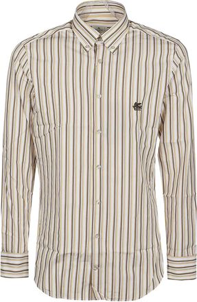 Etro Gestreept overhemd met borduurwerk - Wit