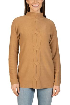 Love Token Long Sleeve Mock-Neck Sweater In Camel