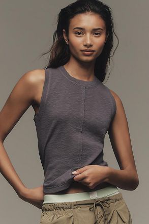 Pilcro Cotton Blend Split Graphic Tank Top