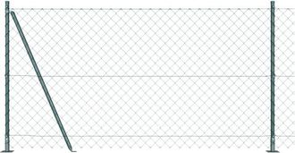 vidaXL Chain Link Fence with Posts Green 1.2 x 10 m Steel Vidaxl