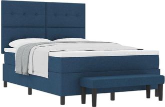 vidaXL Box Spring Bed with Mattress Blue 140 x 190 cm Fabric vidaXL