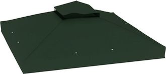 OUTSUNNY Techo De Repuesto Para Cenador 3x3 M Cubierta De Repuesto Con Techo Doble Con Mosquitera Protecci&oacute;n Uv 30+ Para Pabell&oacute;n Gazebo Verde - Outsunny