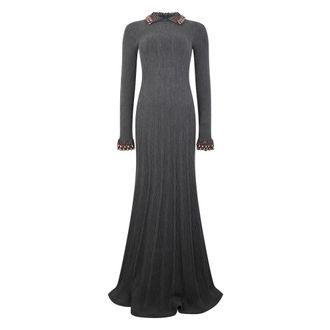 Alberta Ferretti Kleedjes, Dames, Grijs, S, Wol, Elegante Lange Jurk