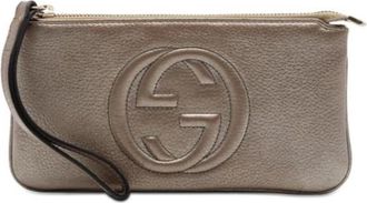 Gucci Pre-owned Leren Pouch - Dames - Vintage Clutch - Bruin - ONE Size - Leer - Vintage