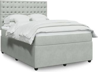 vidaXL Vidaxl - Cama Box Spring Con Colch&oacute;n Terciopelo Gris Claro 140x190 Cm