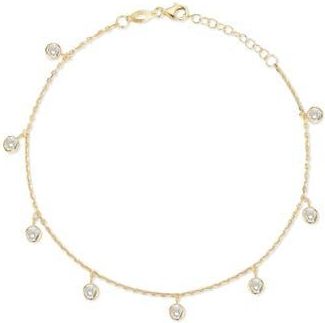 Glaze Jewelry Cubic Zirconia Sterling Silver Charm Anklet in Gold at Nordstrom Rack