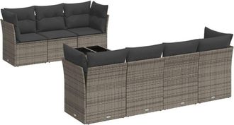 vidaXL Vidaxl - Set De Sof&aacute;s De Jard&iacute;n 8 Pzas Y Cojines Rat&aacute;n Sint&eacute;tico Gris