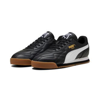 Puma Sneaker PUMA ROMA ANNIVERSARIO, Damen, Gr. 42,5, weiss (puma schwarz, puma wei&szlig;, puma team gold), Leder, mehrfarbig, Schuhe Sneaker