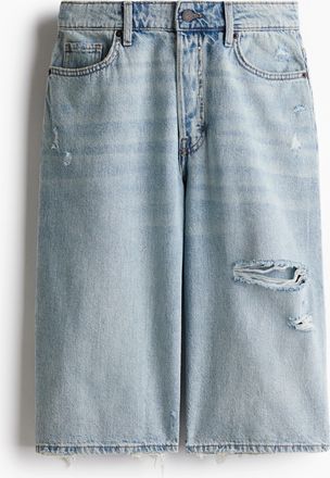 H&M Hohe knielange Denimshorts - Blue