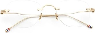 Thom Browne Rechthoekig Randloos Optisch Montuur - Dames - Brillen - Geel - 49 MM - Leer - Accessoires