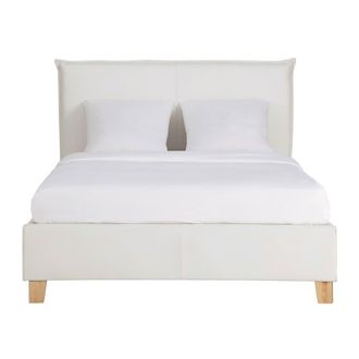 Maisons du monde Canap&eacute; abatible de tela blanca 160x200 cm con somier