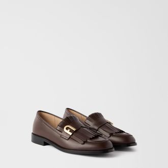 Furla Lidia Mocassini Cioccolato Marrone Vitello Spazzolato Donna