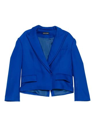 DAVID KOMA double-breasted jacket - women - Wool/Elastane/Viscose/Polyester - 10 - Blue