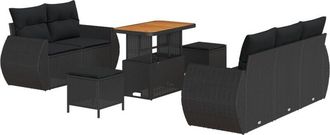 vidaXL Vidaxl - Garden Sofa Set Height-Adjustable 8 pcs Black Poly Rattan