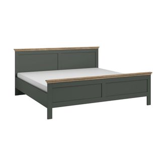 Petits Meubles Cama 160x200 con somier incluido paneles laminados verde y madera
