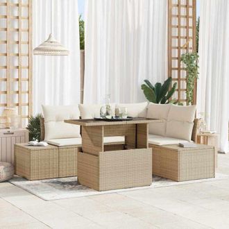 vidaXL Vidaxl - Conjunto De Sof&aacute; De Jard&iacute;n 5 Pcs Beige Y Crema 100 X 55 X 73 Cm